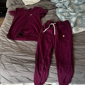 Women's Deep Burgundy Scrub Set